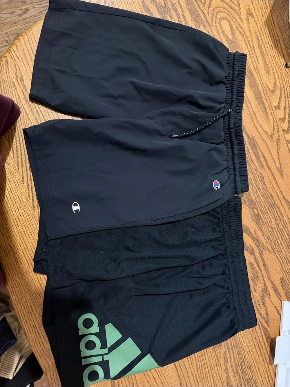 Champion + Adidas Boys Black Athletic Shorts Set